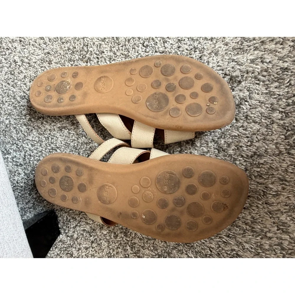 B.O.C. Born Concept Womens Beige Crisscross Slide Sandals Cork Footbed 9M